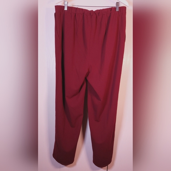 Eloquii Maroon Straight Leg Trouser Size 16 Front Slit Pants Office Date Preppy - Picture 9 of 10